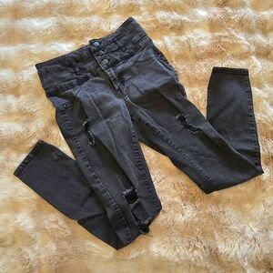Refuge Black Distressed Skinny Jeans